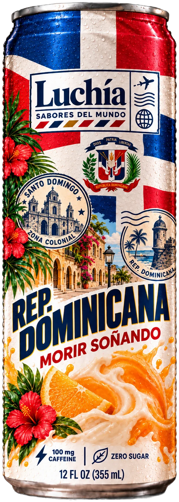 Luchía Rep. Dominicana Morir Soñando energy drink can